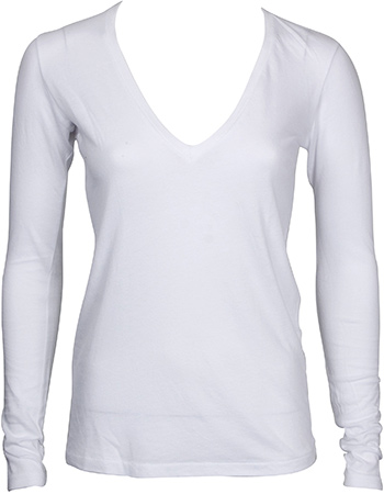 White L S V Neck