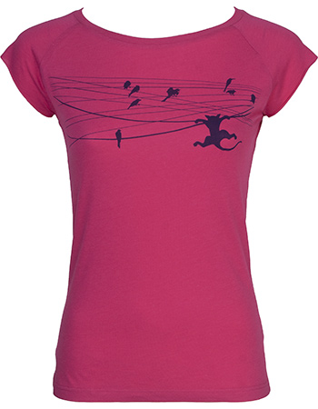 Naughty Cat On Bamboo Pink