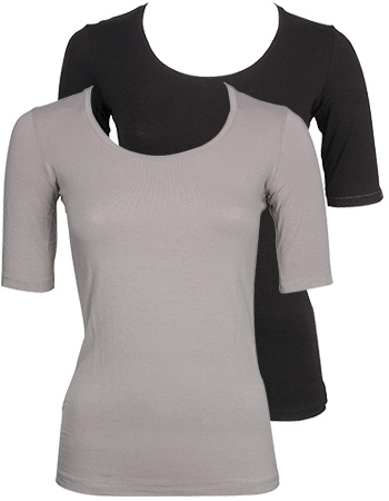 Bamboe t 8209;shirt zwart taupe (2 8209;pack)