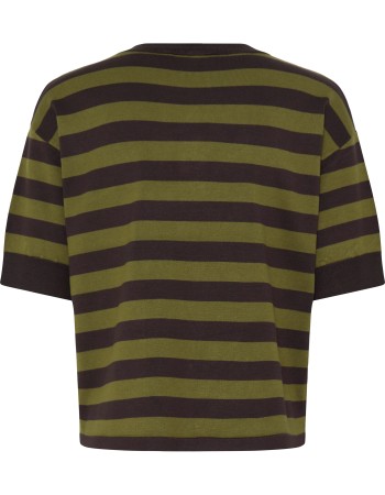 Trui Top Fijn Gebreid Stripe Avocado Java detail