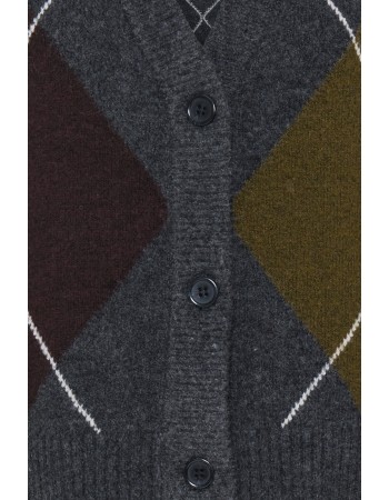 Cardigan Byosmilla Dark Grey Mel. Argyle detail