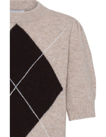 Trui  Korte Mouw Byosmilla Humus Mel. Argyle detail