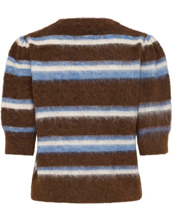Trui Korte Mouw Bymilou Potting Soil Mel. Stripe detail