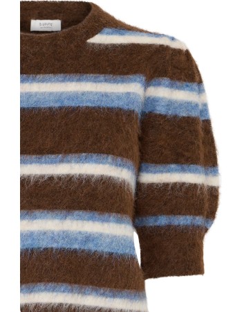 Trui Korte Mouw Bymilou Potting Soil Mel. Stripe detail