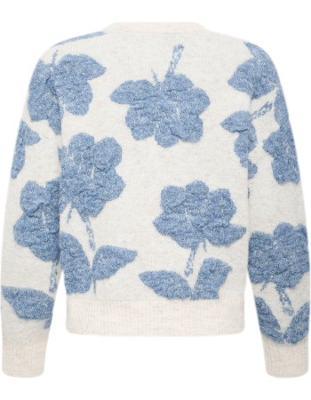 Trui Bymanda Blue Mel. Flower detail