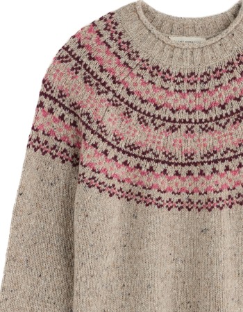 Trui Merinowol Port Kinnis Dark Rose Mix detail