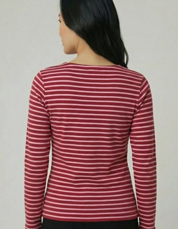 Longsleeve Interstriped Rhubarbcoral Blush detail