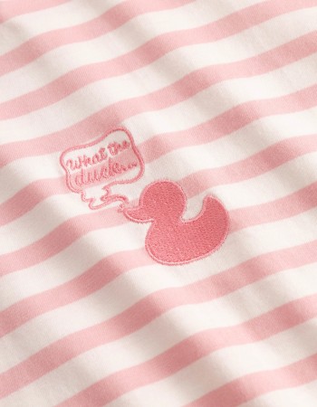 T-shirt What The Duck Striped White Blush detail
