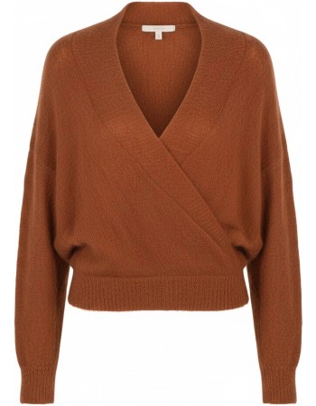 Vest Met Overslag Mohair Alpaca Wol Cinnamon