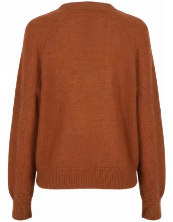 Vest Met Overslag Mohair Alpaca Wol Cinnamon detail