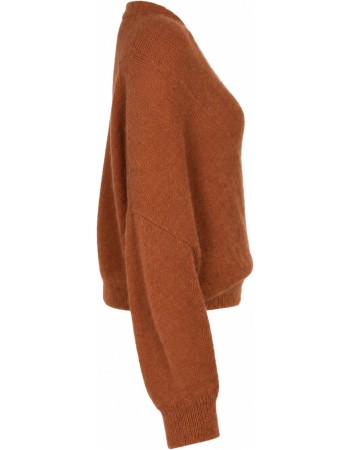 Vest Met Overslag Mohair Alpaca Wol Cinnamon detail