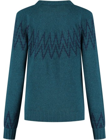 Trui Nordic Gerecycled Wol Petrol detail