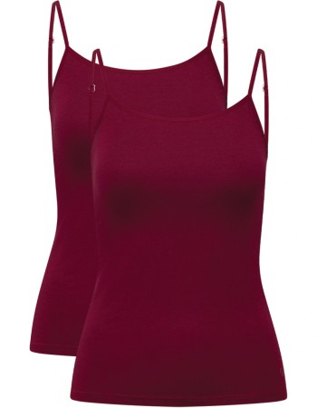 Spaghetti Top Bamboe Vera 2-Pack Burgundy