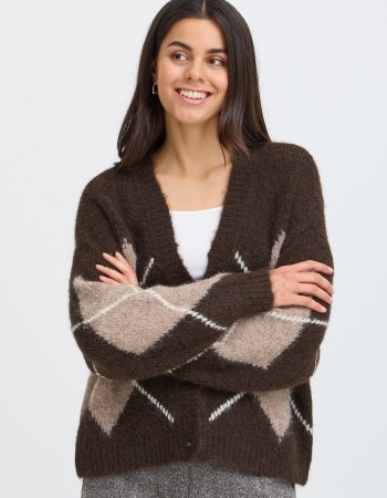 bruine cardigan met wol 