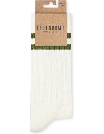 Tennissokken Lime Stripes Ecru