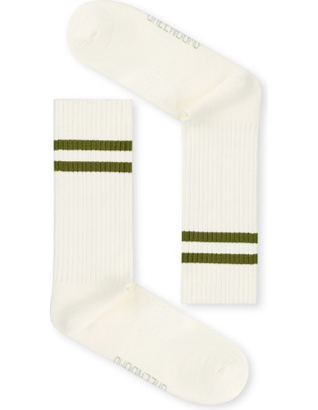 Tennissokken Lime Stripes Ecru detail