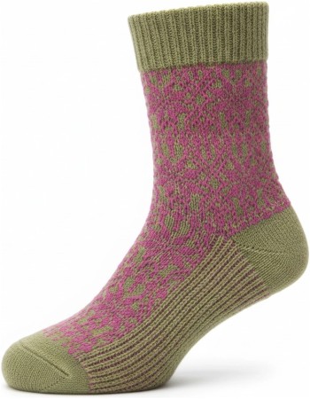 Noorse Wollen Sokken Sternen Pink Green