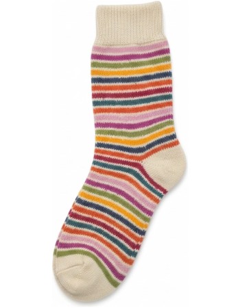 Wollen Sokken Stripe Multi Creme