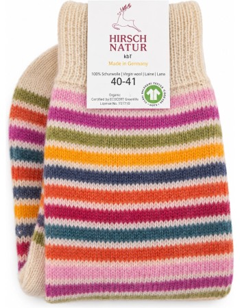 Wollen Sokken Stripe Multi Creme detail