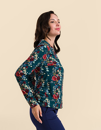 alamour blouse Anna Autumn Bouquet print, duurzame mode