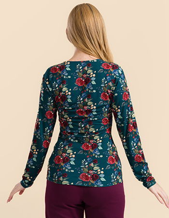 Lalamour Monroe longsleeve met V-hals en bloemen dessin, eerlijk geproduceerd va
