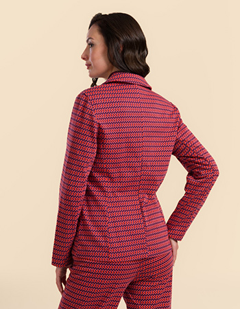 Plum-oranje Lalamour blazer Nova van biologisch katoen met klassiek revers
