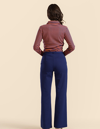 Lalamour bestseller Sue broek in Roma blue, eerlijk geproduceerd van biologisch 