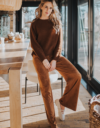 Pantalon Vegan Suede Pori Bronze