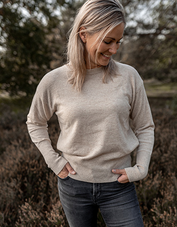 Trui Merino Wol Crew Desert Sand