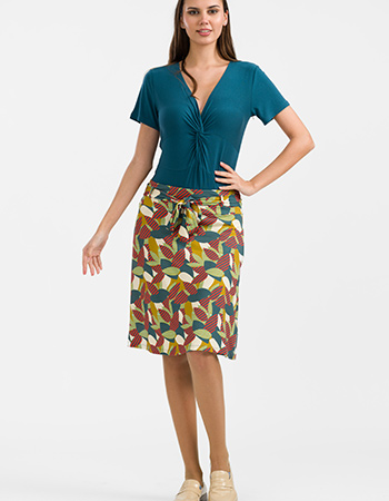 Lalamour rok met hoge taille en strikceintuur.