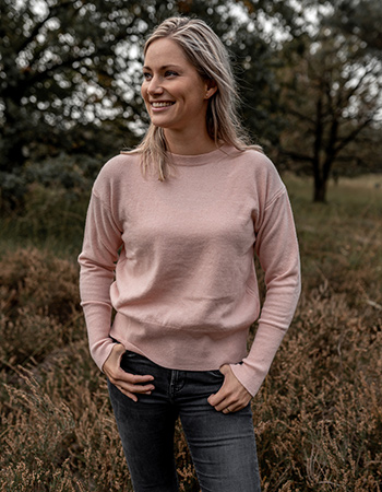 Trui Claudia Merino Wol Crew Melon Pink