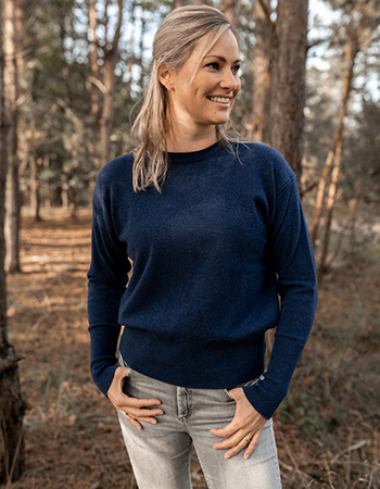 Trui Claudia Merino Wol Crew Midnight Blue