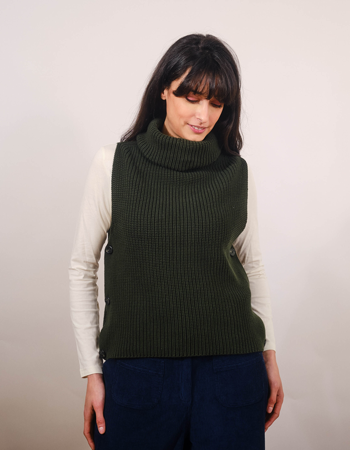 Spencer Monaco Button Tank Dark Green