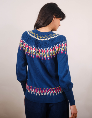 Trui Oslo Cable Fairisle Blue