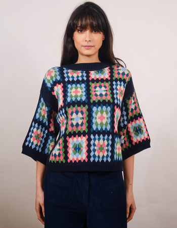 Trui Roma 3/4 Mouw Navy Patch