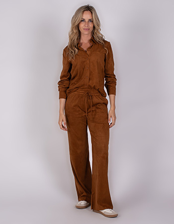 Pantalon Vegan Suede Pori Bronze