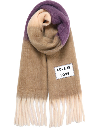 Shawl Gerecyled Love Is Love Beige Purple