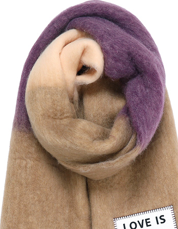 Shawl Gerecyled Love Is Love Beige Purple detail