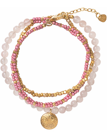 Armband Dazzle Rose Quartz Gold