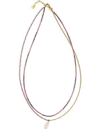 Ketting Rainbow Rose Quartz Gold