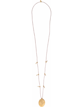 Ketting Feminine Coin Heart Rose Quartz Gold