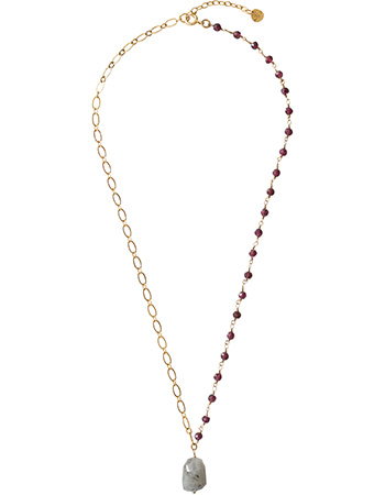 Ketting Celebration Garnet Labradorite Gold