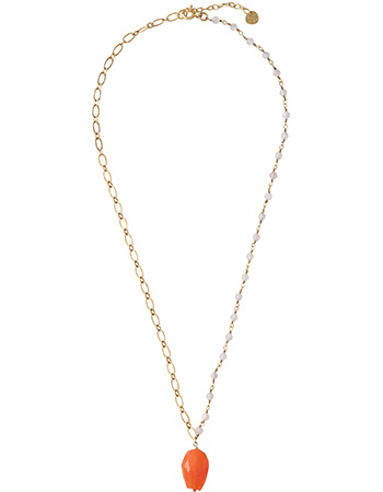 Ketting Universe Rose Quartz Carnelian Gold