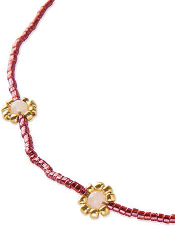 Goudkleurige Ketting Flourish Rose Quartz detail