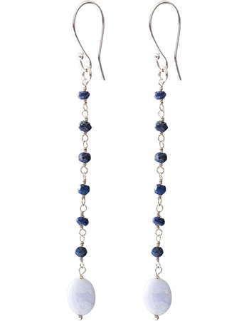 Oorbellen Blooming Lapis Lazuli Blue Lace Agate Silver