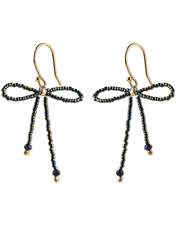 Oorbellen Bow Black Onyx Green