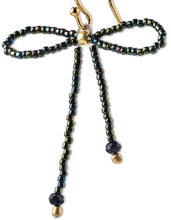 Oorbellen Bow Black Onyx Green detail