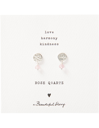 Oorbellen Mini Coin Rose Quartz Silver