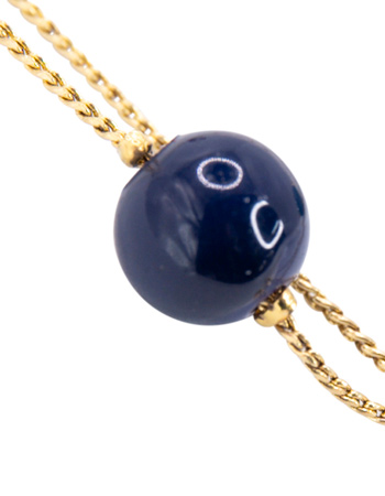 Lange Ketting Glasballen Messing Gold detail