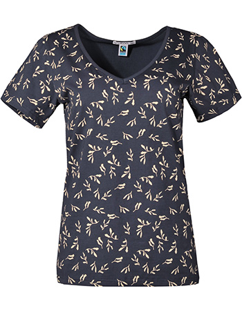 T&#8209;shirt V Leaves Saphir